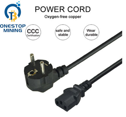 O mineiro Power Supply Cords de Asic da tomada da UE cabografa 1.5m 1.8m 2m